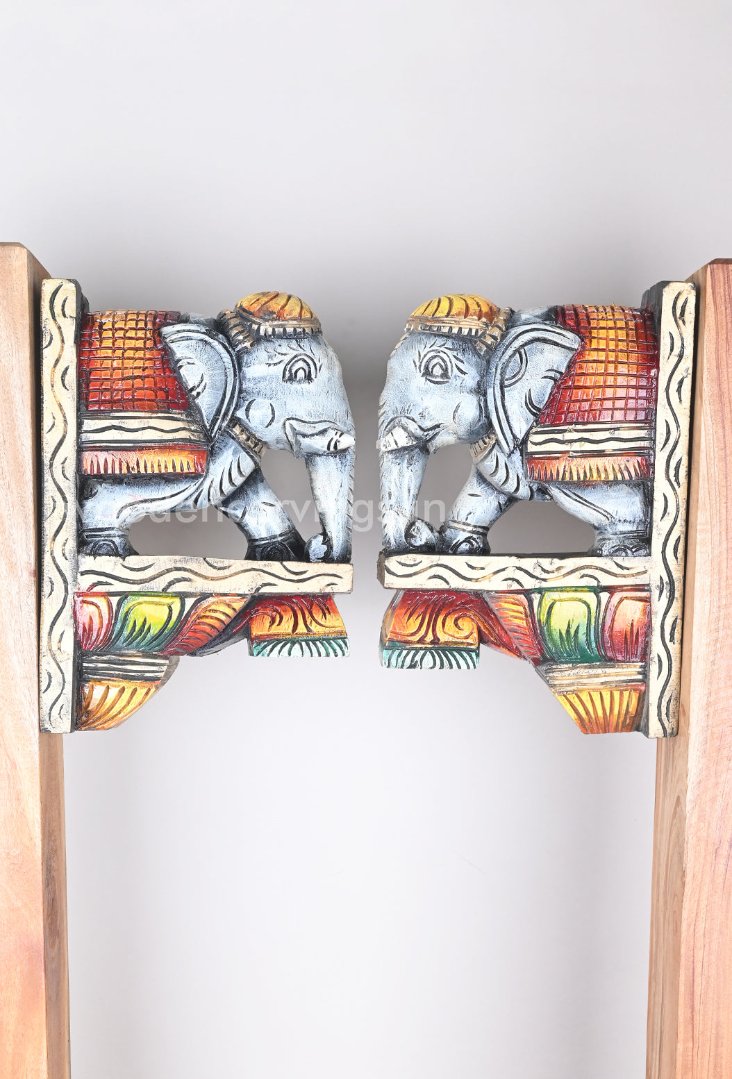 Home Vastu Grey Elephants Decor For Your Home Entrance Wooden Wall Brackets 12"