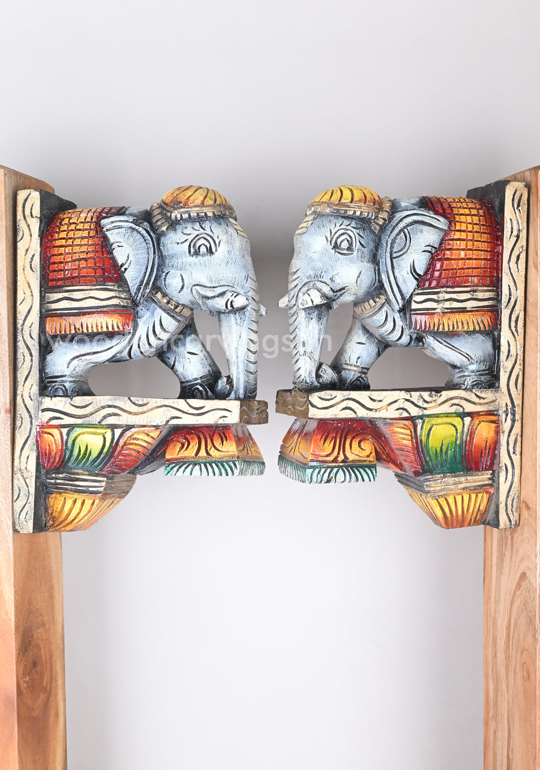 Home Vastu Grey Elephants Decor For Your Home Entrance Wooden Wall Brackets 12"