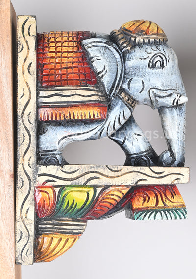 Home Vastu Grey Elephants Decor For Your Home Entrance Wooden Wall Brackets 12"