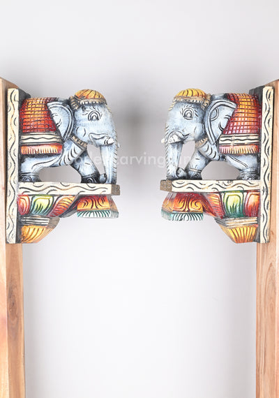 Home Vastu Grey Elephants Decor For Your Home Entrance Wooden Wall Brackets 12"