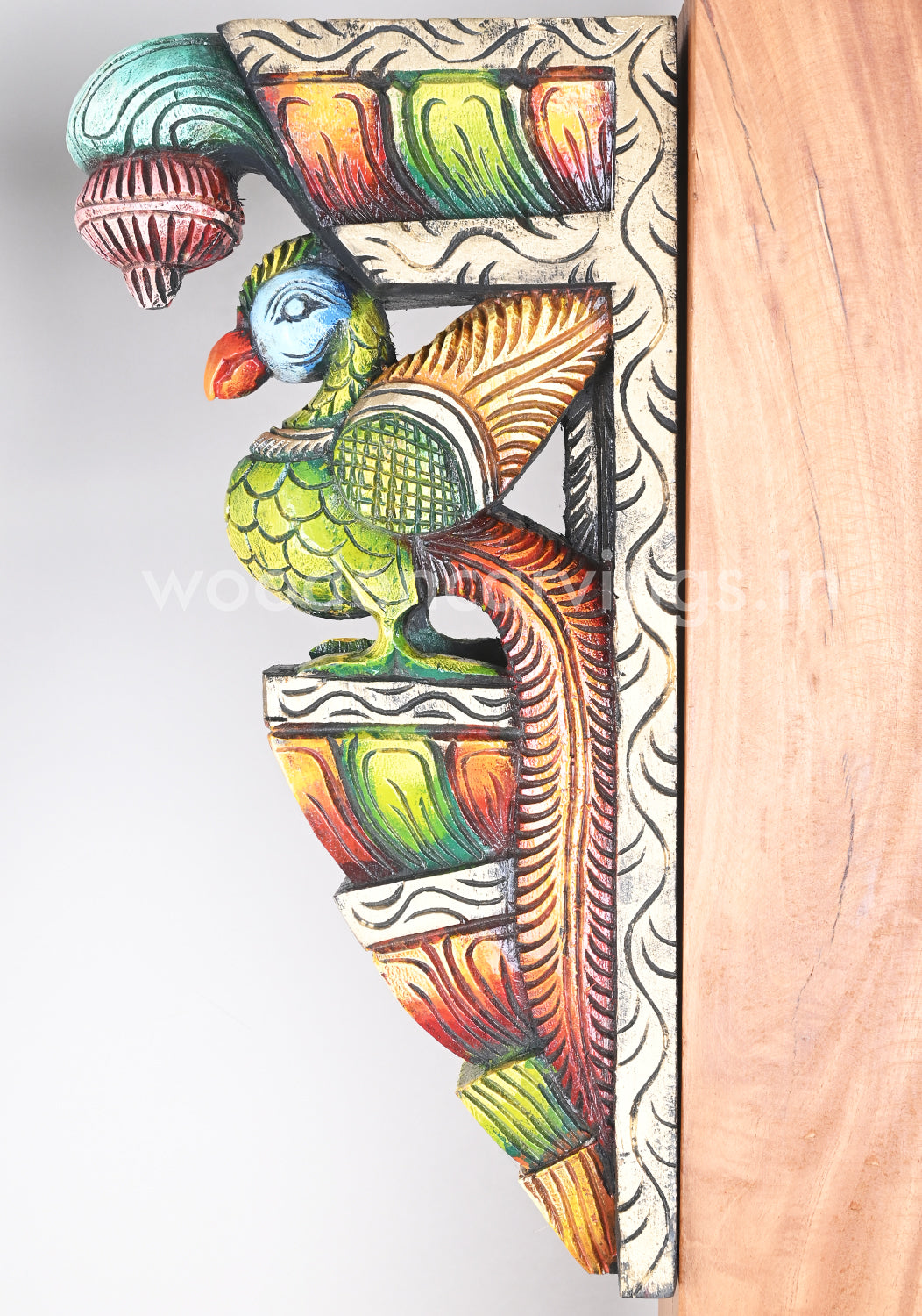 Realistic look Green Parrots Ready to Fly Wooden Coloured Wall Brackets 18"