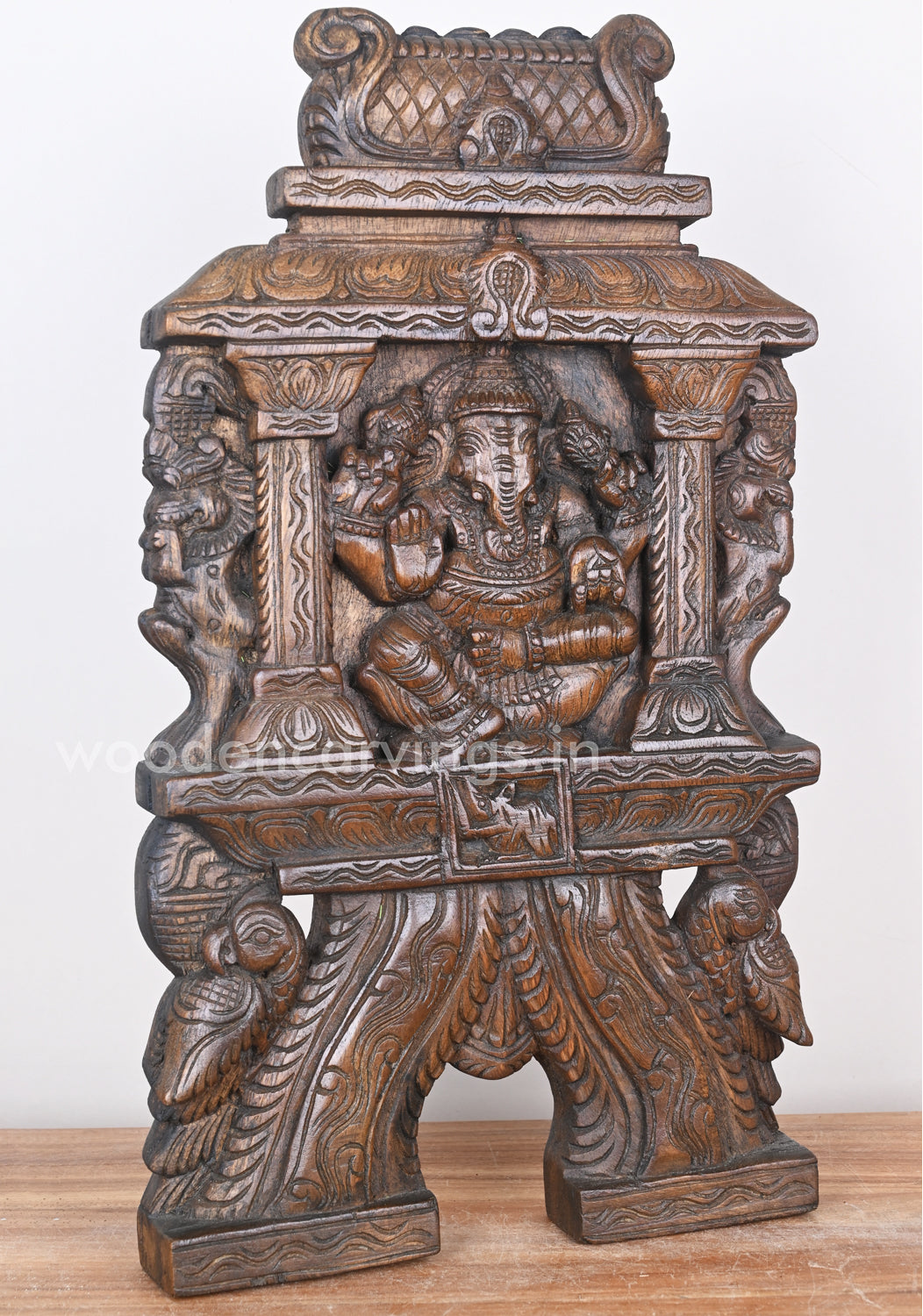 Decor your Home Entrance with Light Weight Ganesha Simply Seated on Lotus Kavadi 18"