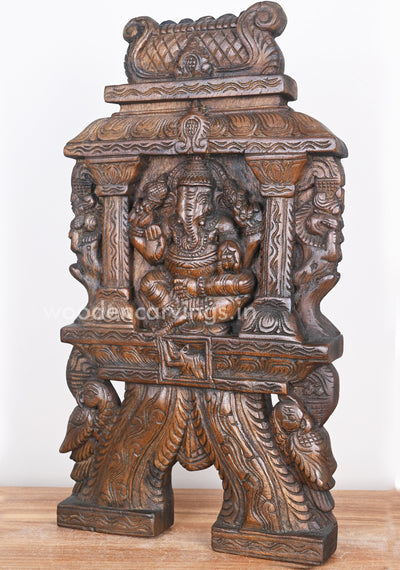 Decor your Home Entrance with Light Weight Ganesha Simply Seated on Lotus Kavadi 18"