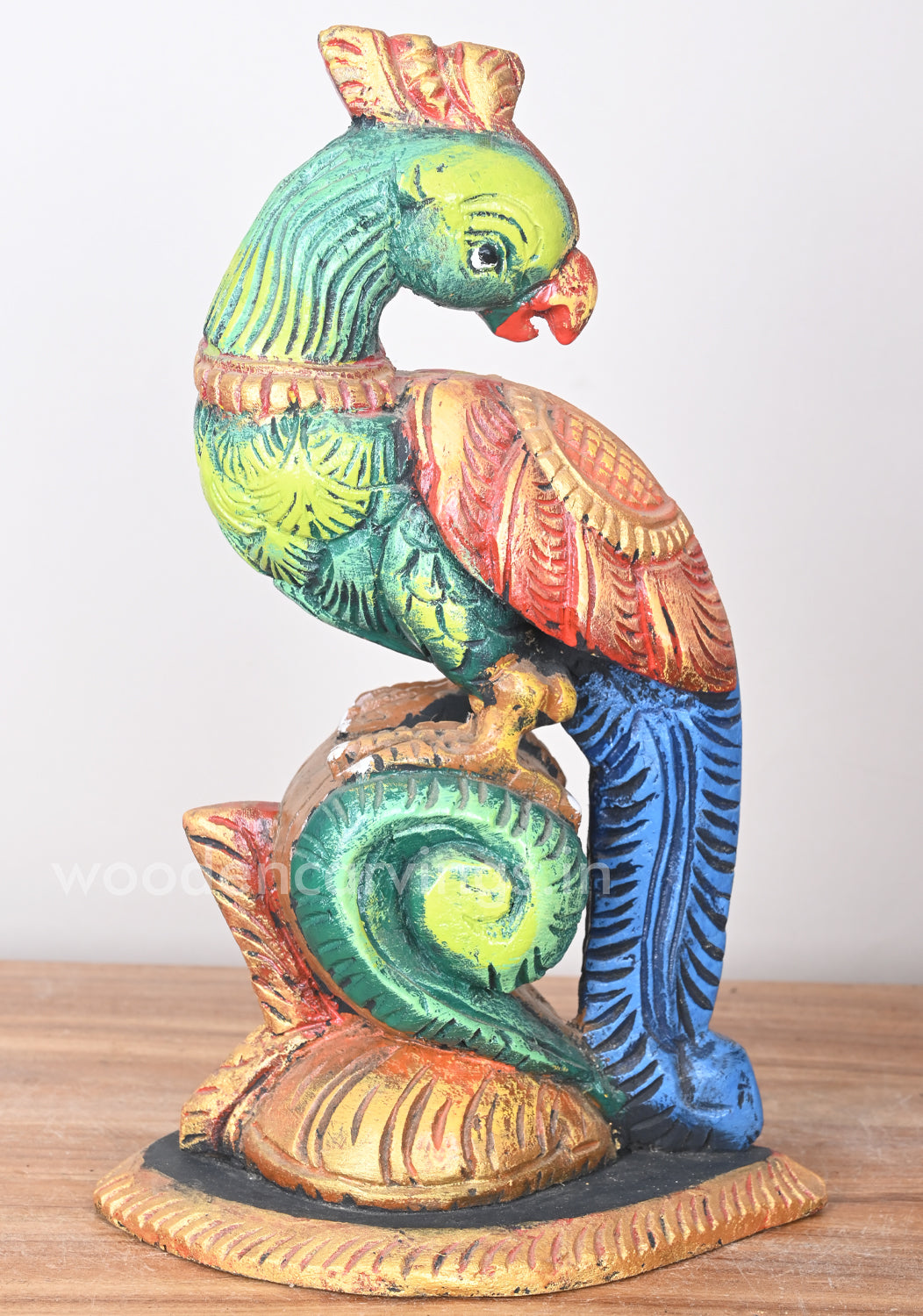 Standing Stunning Green Parrot Showpiece Decorative Sculpture 14"