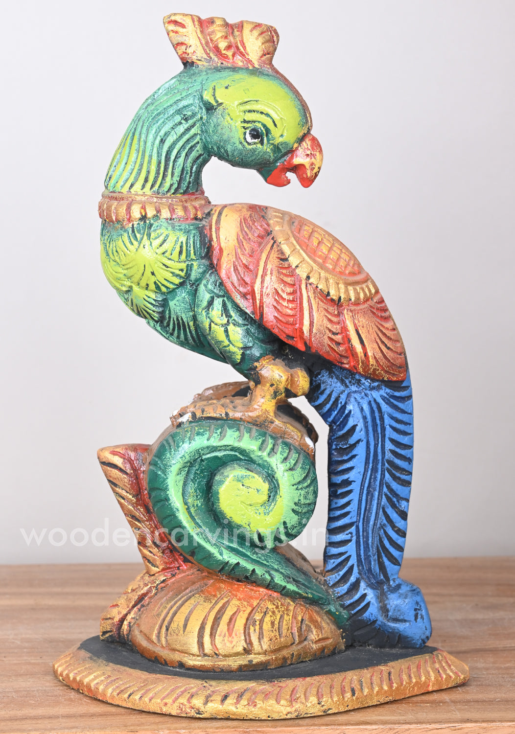 Standing Stunning Green Parrot Showpiece Decorative Sculpture 14"
