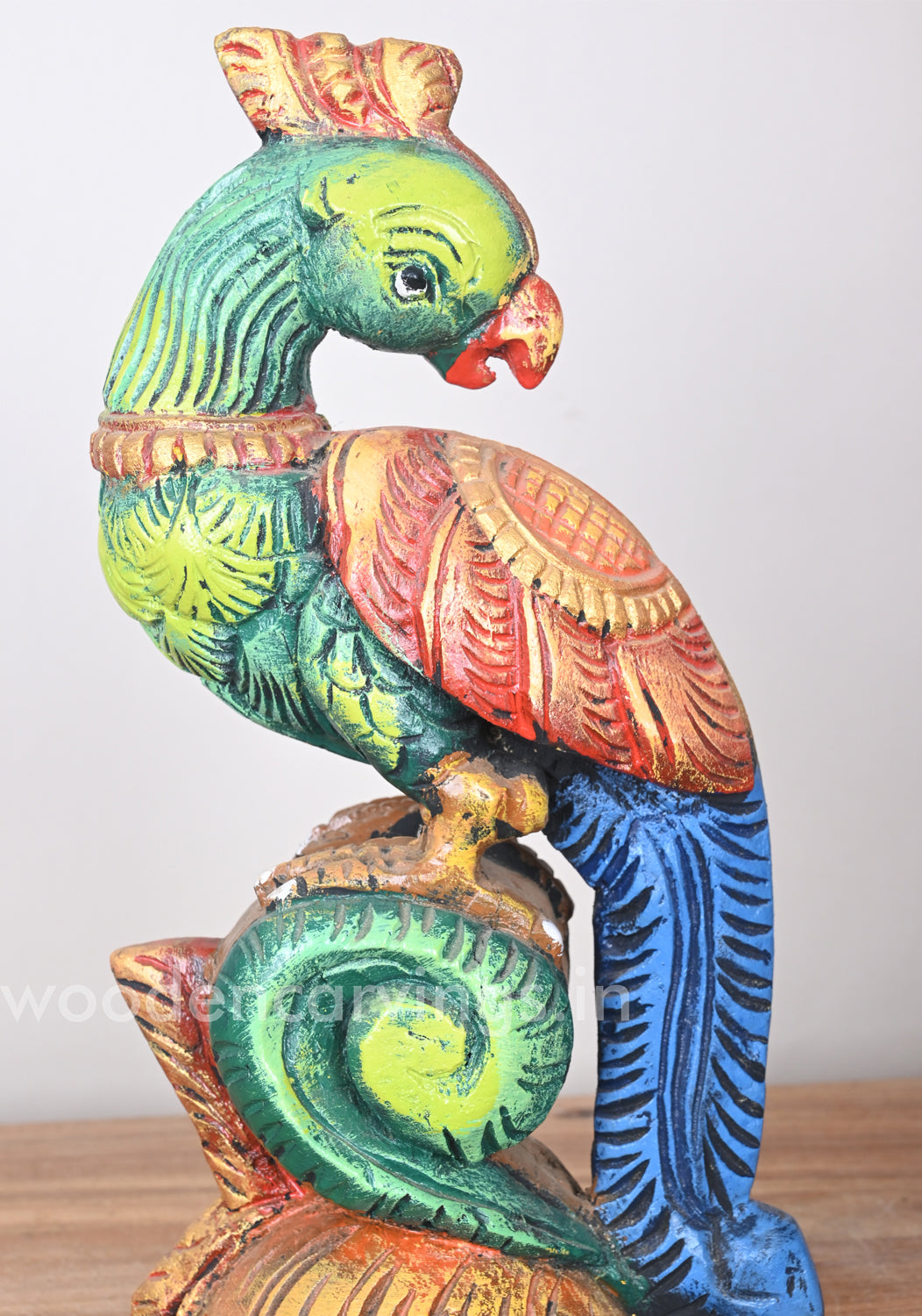 Standing Stunning Green Parrot Showpiece Decorative Sculpture 14"