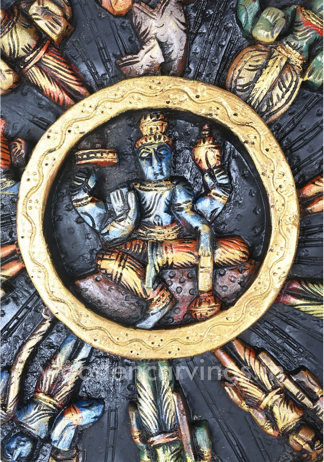 Square Shaped Maha Vishnu Dasavatar wooden Wall Mount 16"