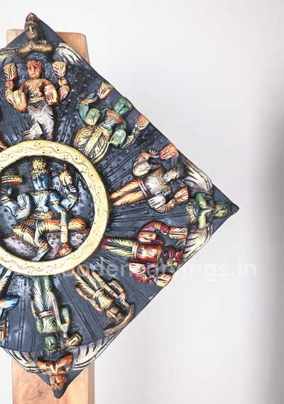 Unique Square Shaped Maha Vishnu Dasavatar Multicoloured Wall Mount 16"