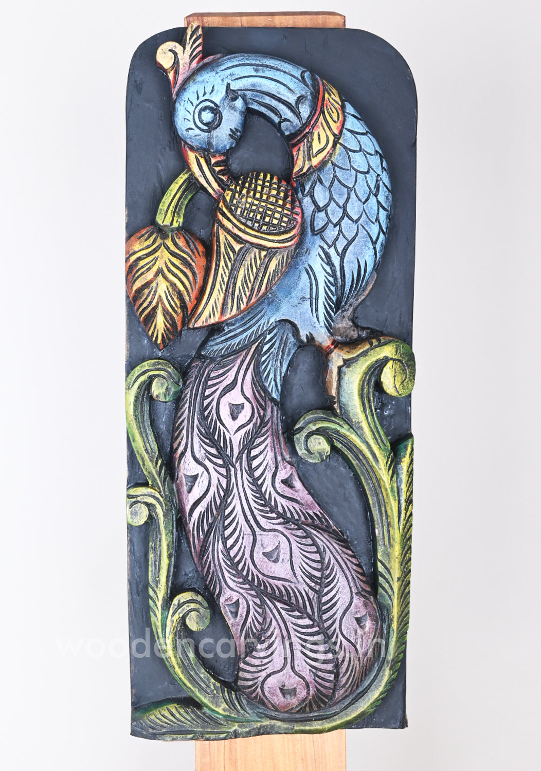 Blue Standing Peacock wooden