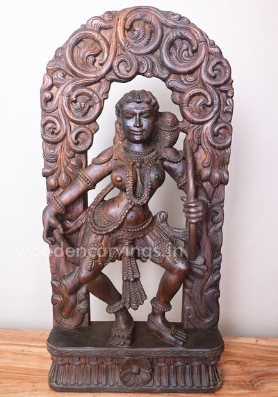 Mind Blowing Gorgeous Apsara Holding Stick in her Hand Jali Work Wall Mount 36"