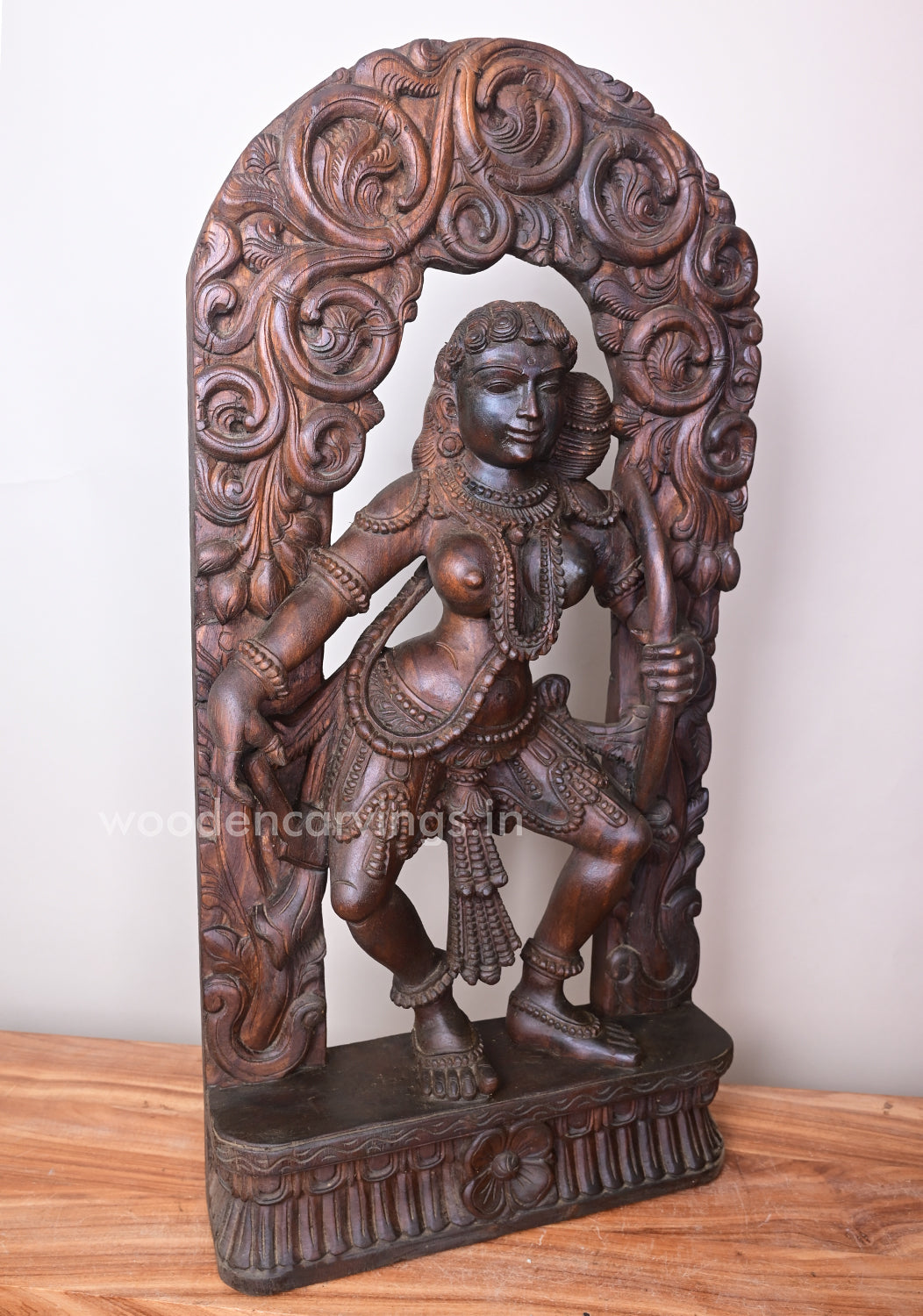 Mind Blowing Gorgeous Apsara Holding Stick in her Hand Jali Work Wall Mount 36"