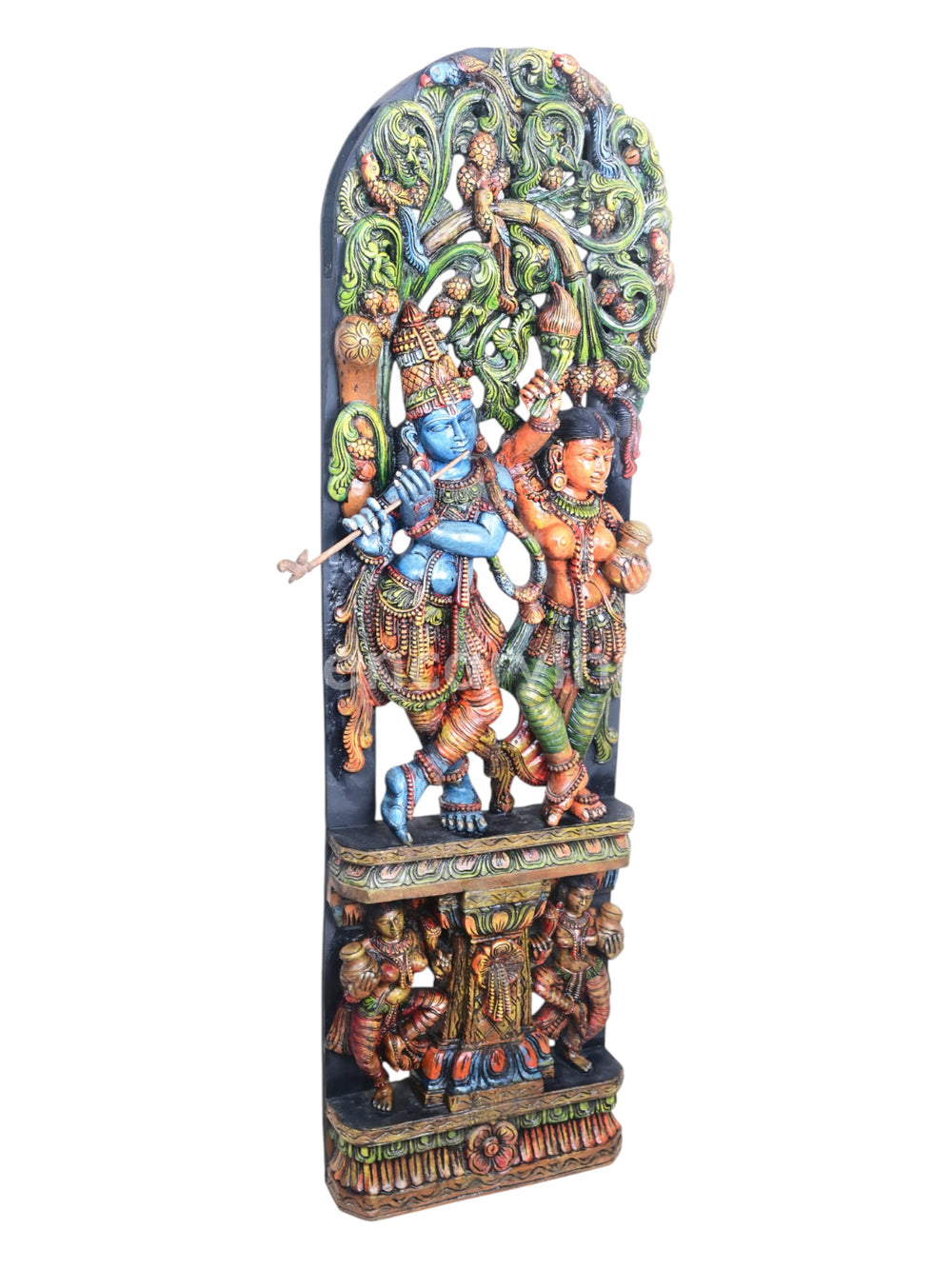 Excellent wooden Art work of Radha Krishna Multicoloured Jali Work Wall