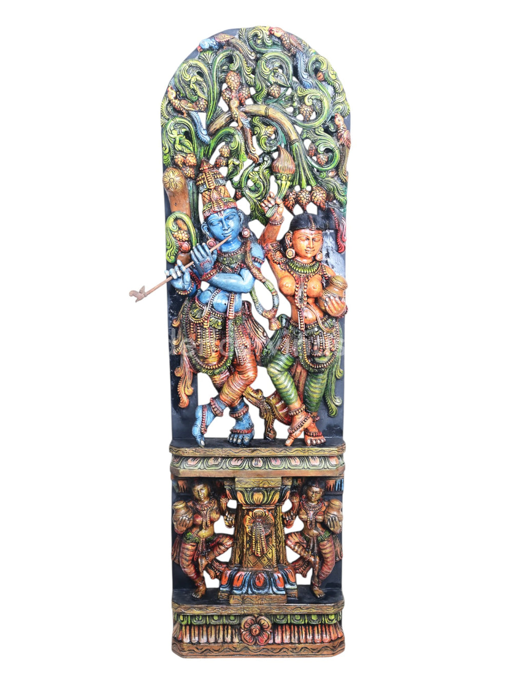 wooden  Radha Krishna Multicoloured Jali Work 