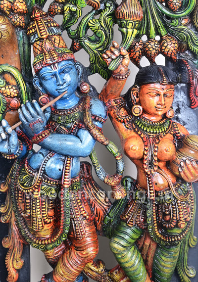 Excellent Art work of Radha Krishna Multicoloured Jali Work Wall Mount 61"