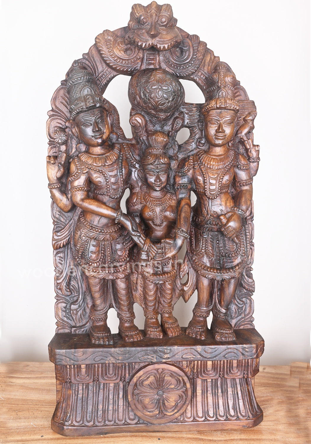 Thirukalyanam of Goddess Meenakshi Amman Rare and Unique Wooden Sculpture 36"