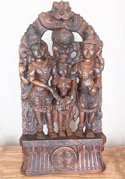 Thirukalyanam of Goddess Meenakshi Amman Rare and Unique Wooden Sculpture 36"