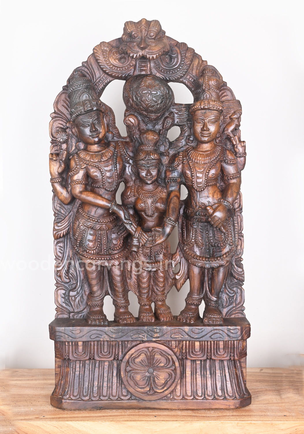 Thirukalyanam of Goddess Meenakshi Amman Rare and Unique Wooden Sculpture 36"