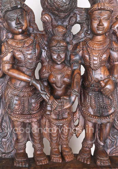 Thirukalyanam of Goddess Meenakshi Amman Rare and Unique Wooden Sculpture 36"