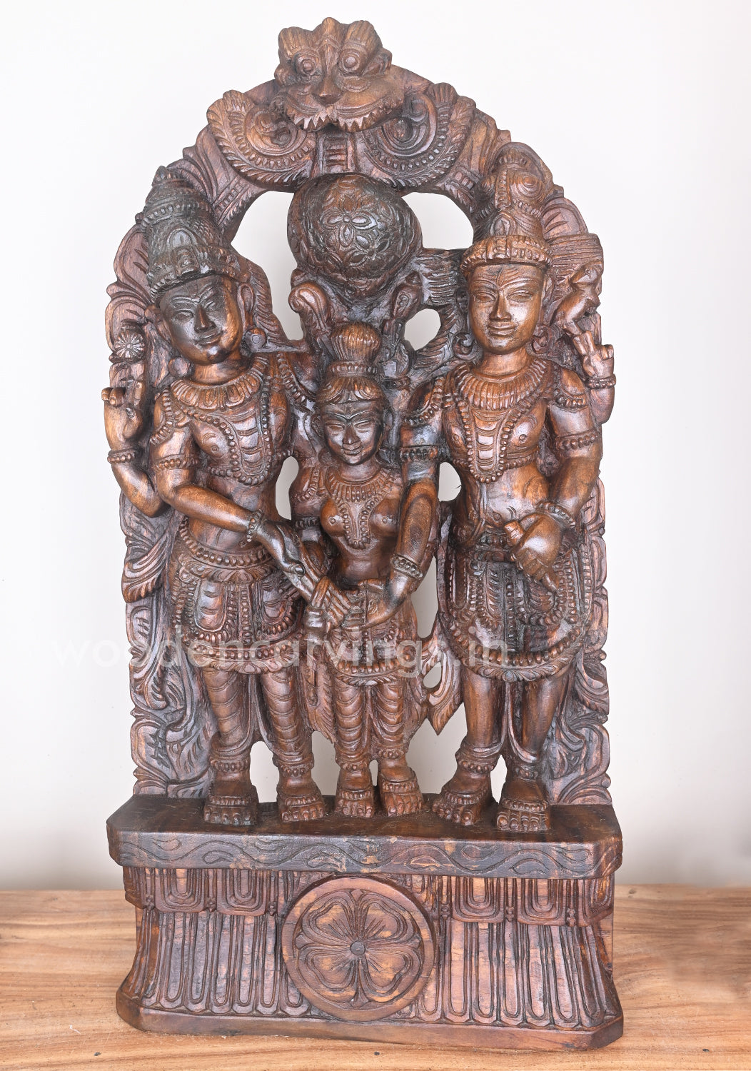 Thirukalyanam of Goddess Meenakshi Amman Rare and Unique Wooden Sculpture 36"