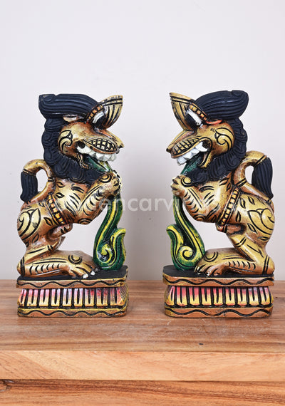 Yellow Yaazhi Paired Standing Multicoloured Wooden Wall Mounts 12"