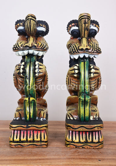 Yellow Yaazhi Paired Standing Multicoloured Wooden Wall Mounts 12"