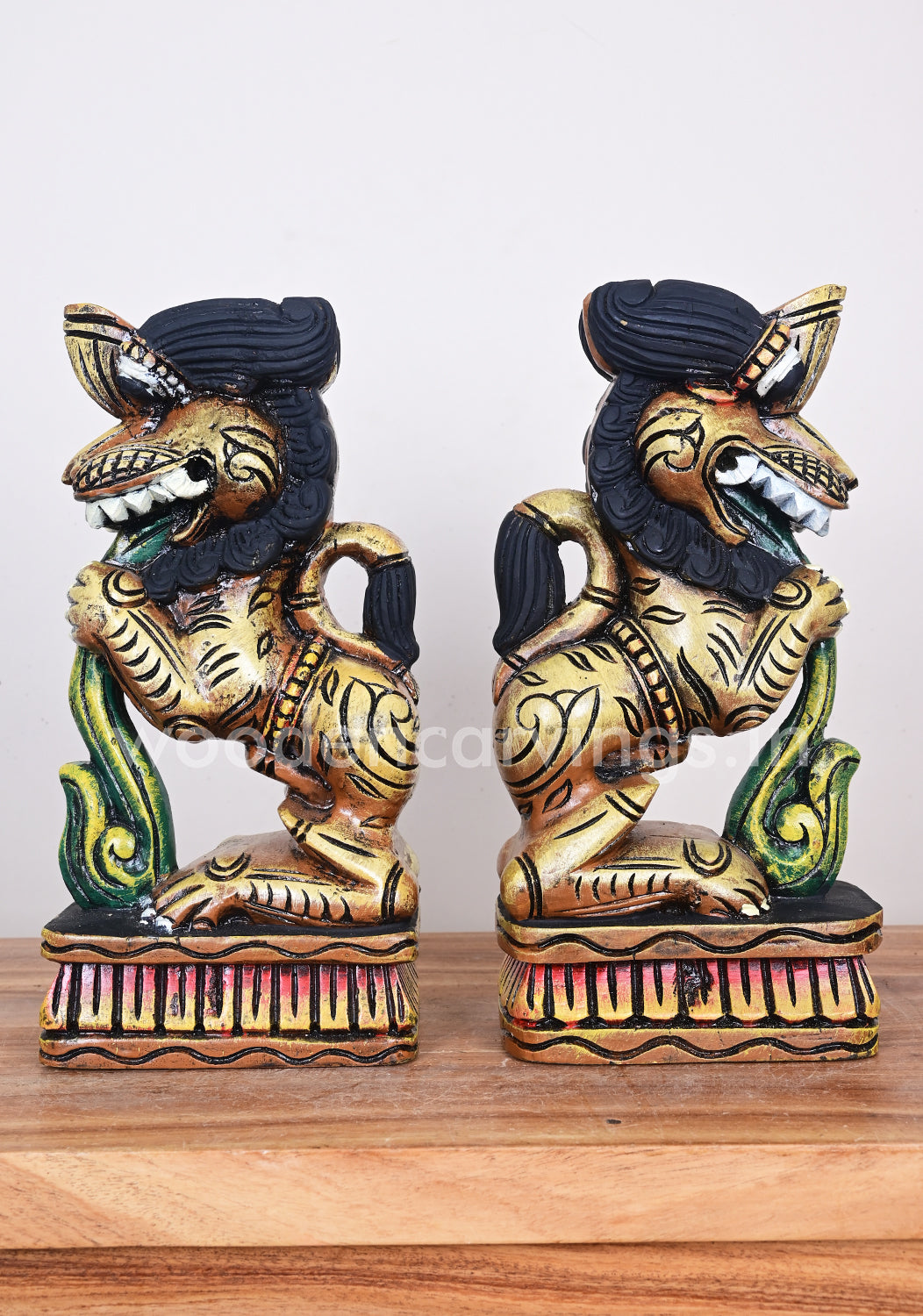 Yellow Yaazhi Paired Standing Multicoloured Wooden Wall Mounts 12"