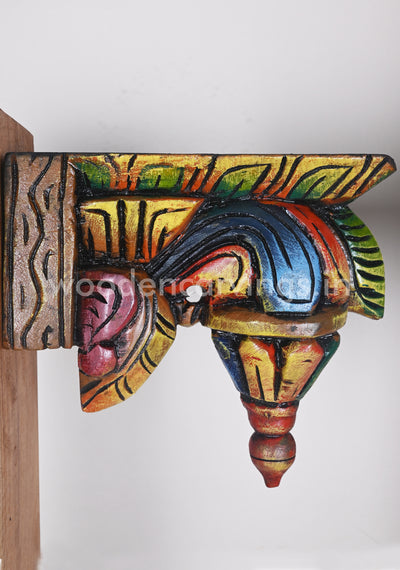 Paired Bodhils Multicoloured Decorative Entrance Decor Wooden Wall Brackets 9"