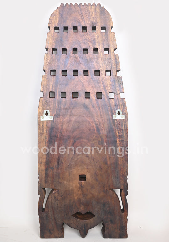 Gaja Lakshmi Seated on Lotus Wooden Wall Mount 49"