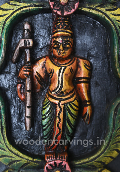 Vertical Coloured Dasavatar Door Decor Wooden Wall Panel 36"