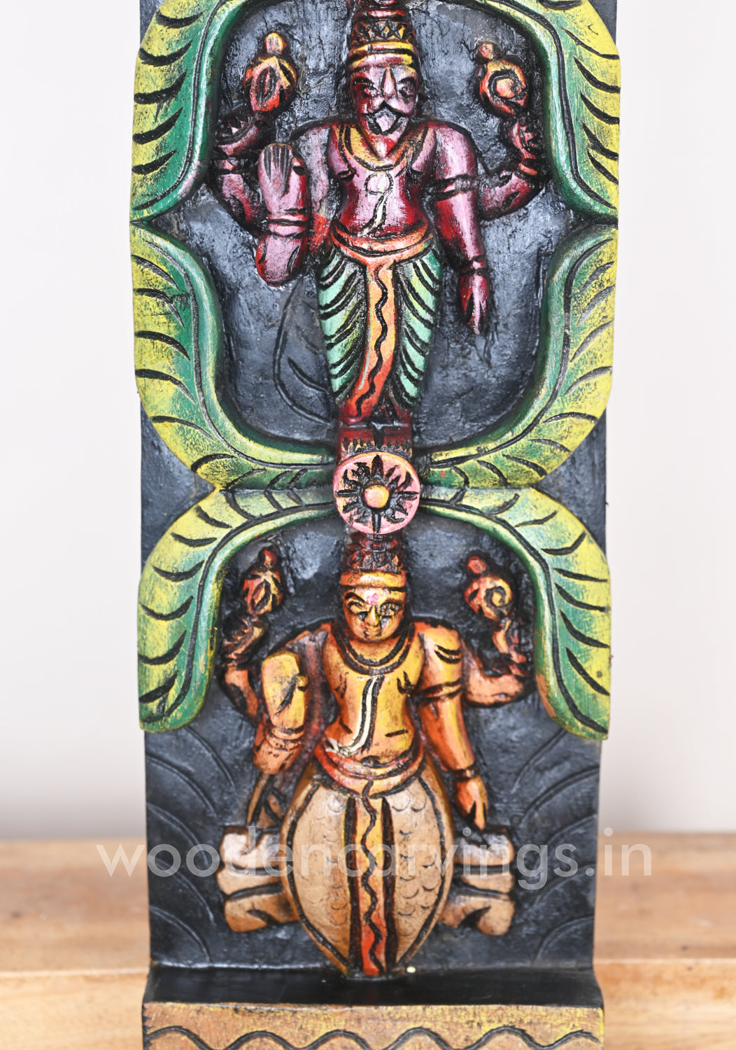 Vertical Coloured Dasavatar Door Decor Wooden Wall Panel 36"