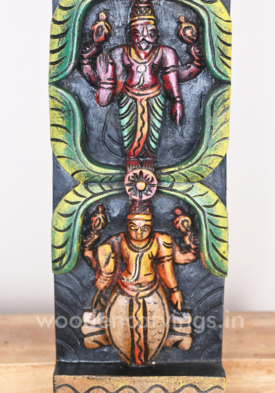 Vertical Coloured Dasavatar Door Decor Wooden Wall Panel 36"