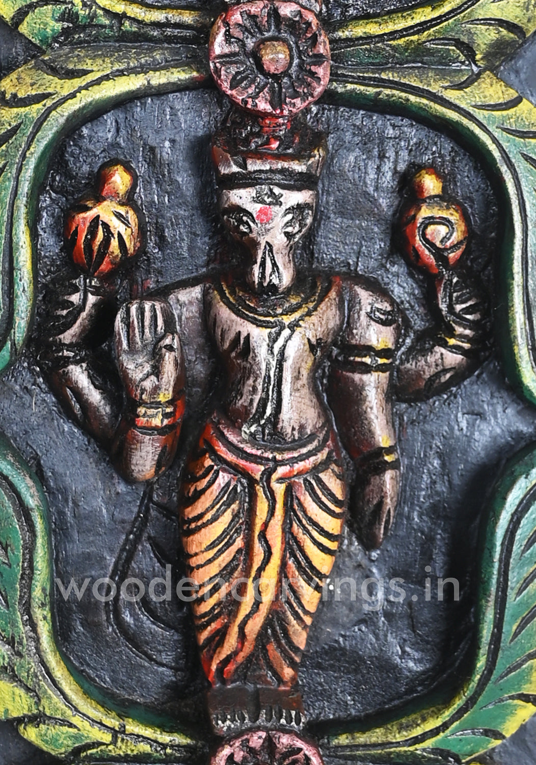 Vertical Coloured Dasavatar Door Decor Wooden Wall Panel 36"