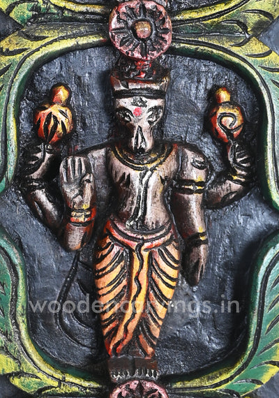 Vertical Coloured Dasavatar Door Decor Wooden Wall Panel 36"