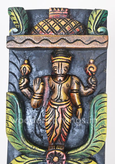 Vertical Coloured Dasavatar Door Decor Wooden Wall Panel 36"