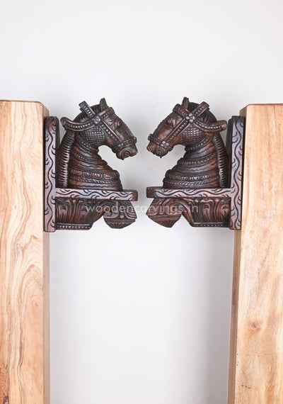 Handmade Trendy Wooden Home Decor Paired Horse Wall Brackets 13"
