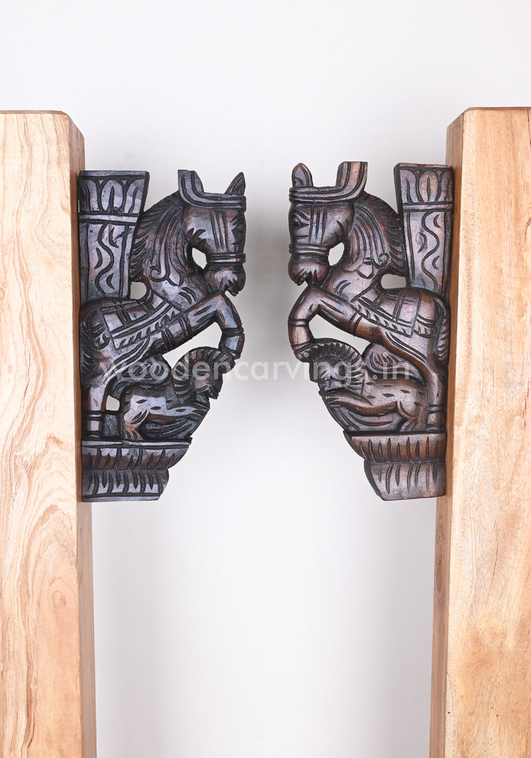 Wooden Horse with Yaazhi Light Weight Wooden Entrance Decor Wall Brackets 13"