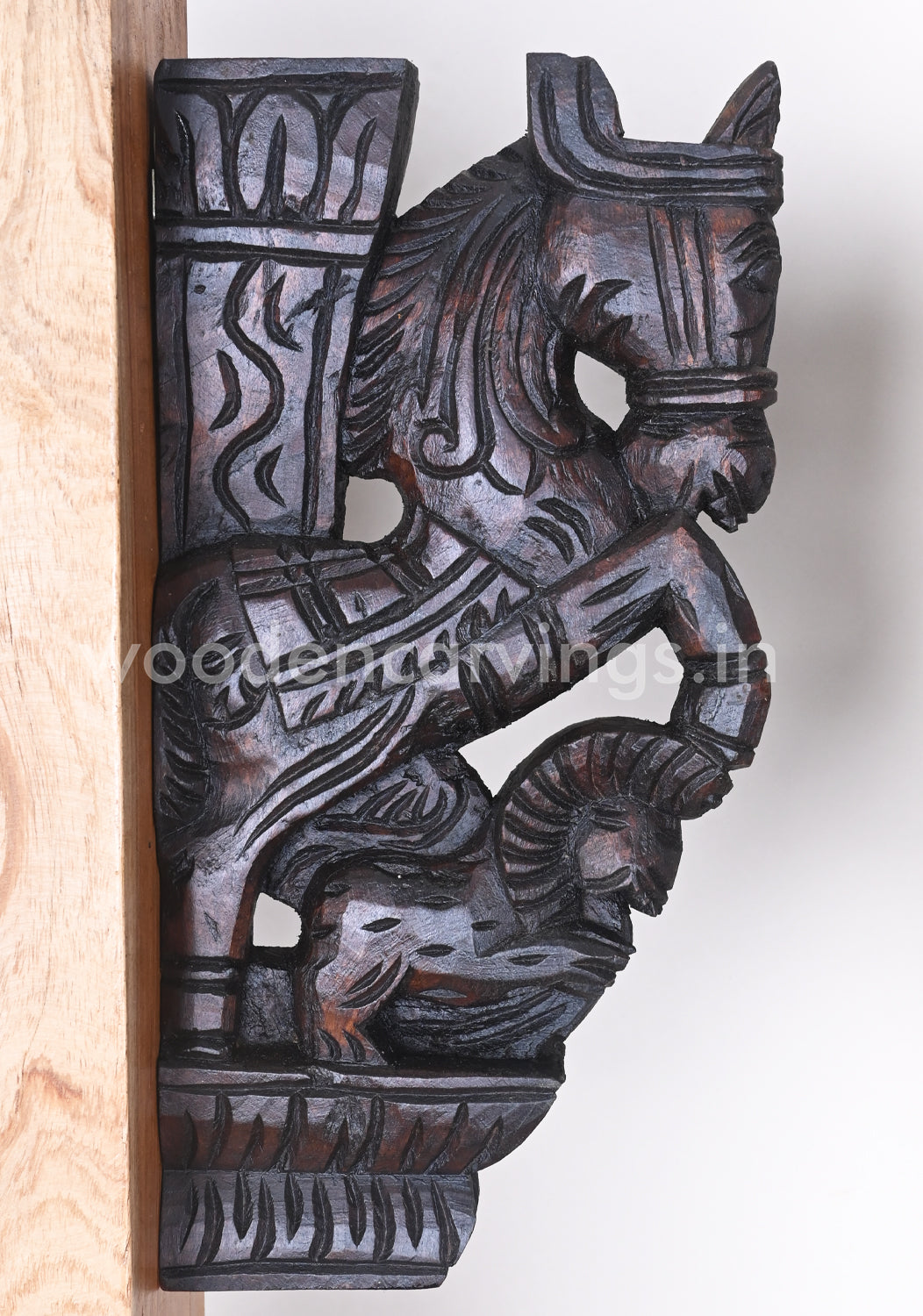 Wooden Horse with Yaazhi Light Weight Wooden Entrance Decor Wall Brackets 13"
