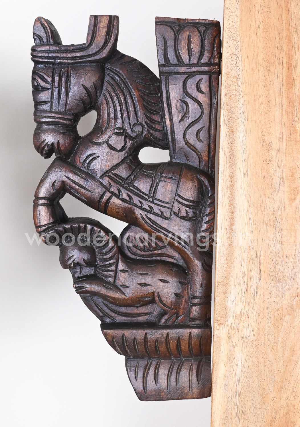 Wooden Horse with Yaazhi Light Weight Wooden Entrance Decor Wall Brackets 13"
