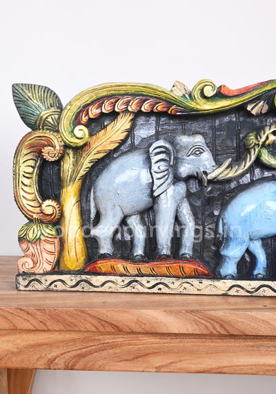 Art Work of Stunning Group of Elephants Multicoloured Wall Panel 42"