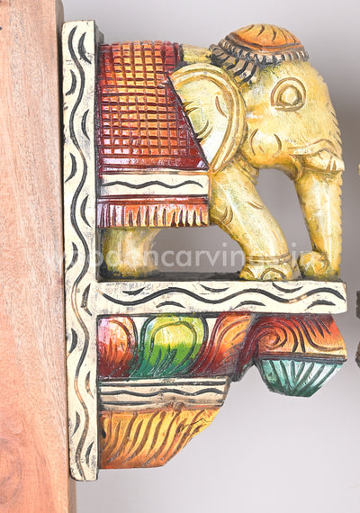Attractive Classy Look Paired Wooden Elephant Entrance Decor Wall Brackets 13"