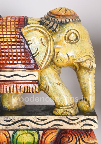 Attractive Classy Look Paired Wooden Elephant Entrance Decor Wall Brackets 13"