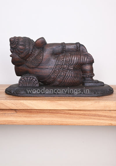 Wealthy Lord Ganesha Relaxly Reclining on Pillow Wooden Wall Mount 18"