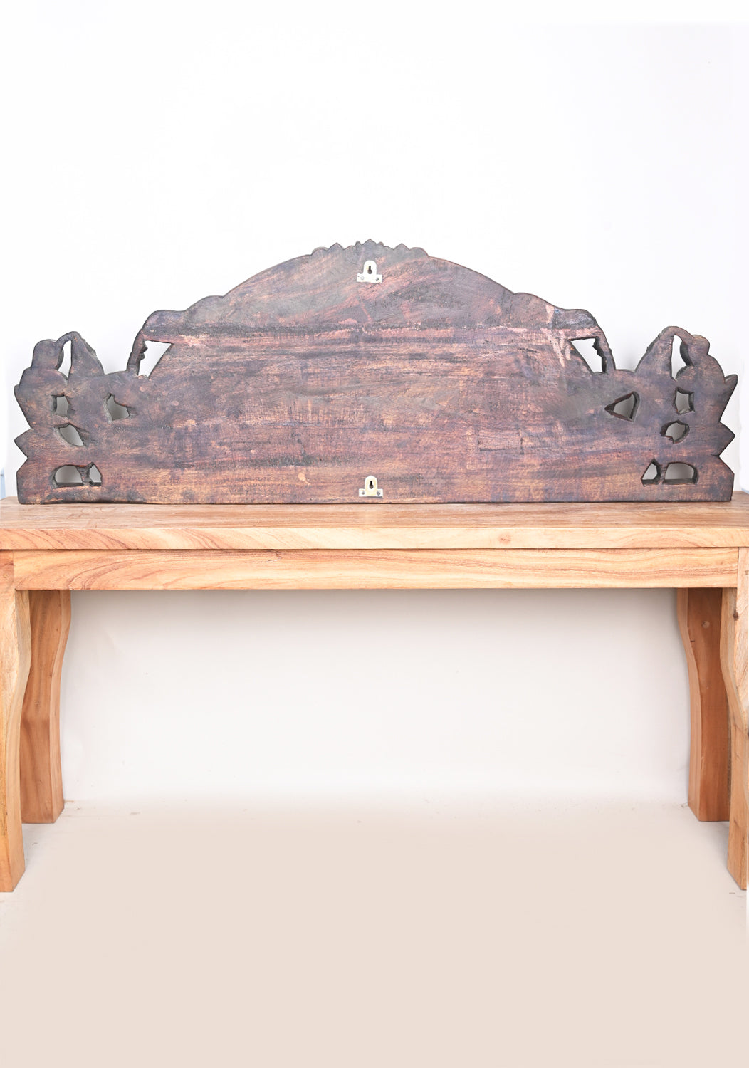 Horizontal Arch Gaja Lakshmi Seated on Lotus With Sevagar Ladies Wooden Wall Panel 48"
