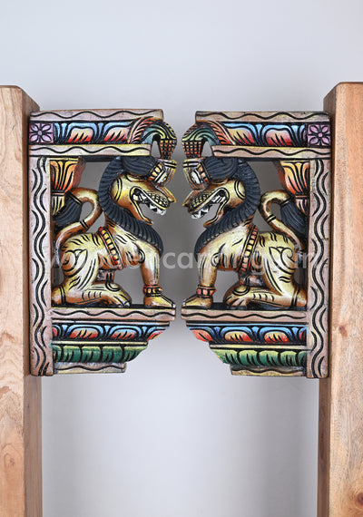 Light Yellow Yaazhi Standing on base Paired Wooden Wall Brackets 12.5"