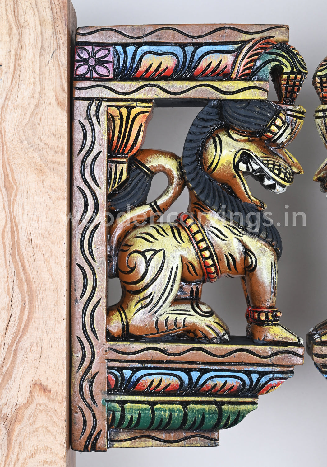 Light Yellow Yaazhi Standing on base Paired Wooden Wall Brackets 12.5"