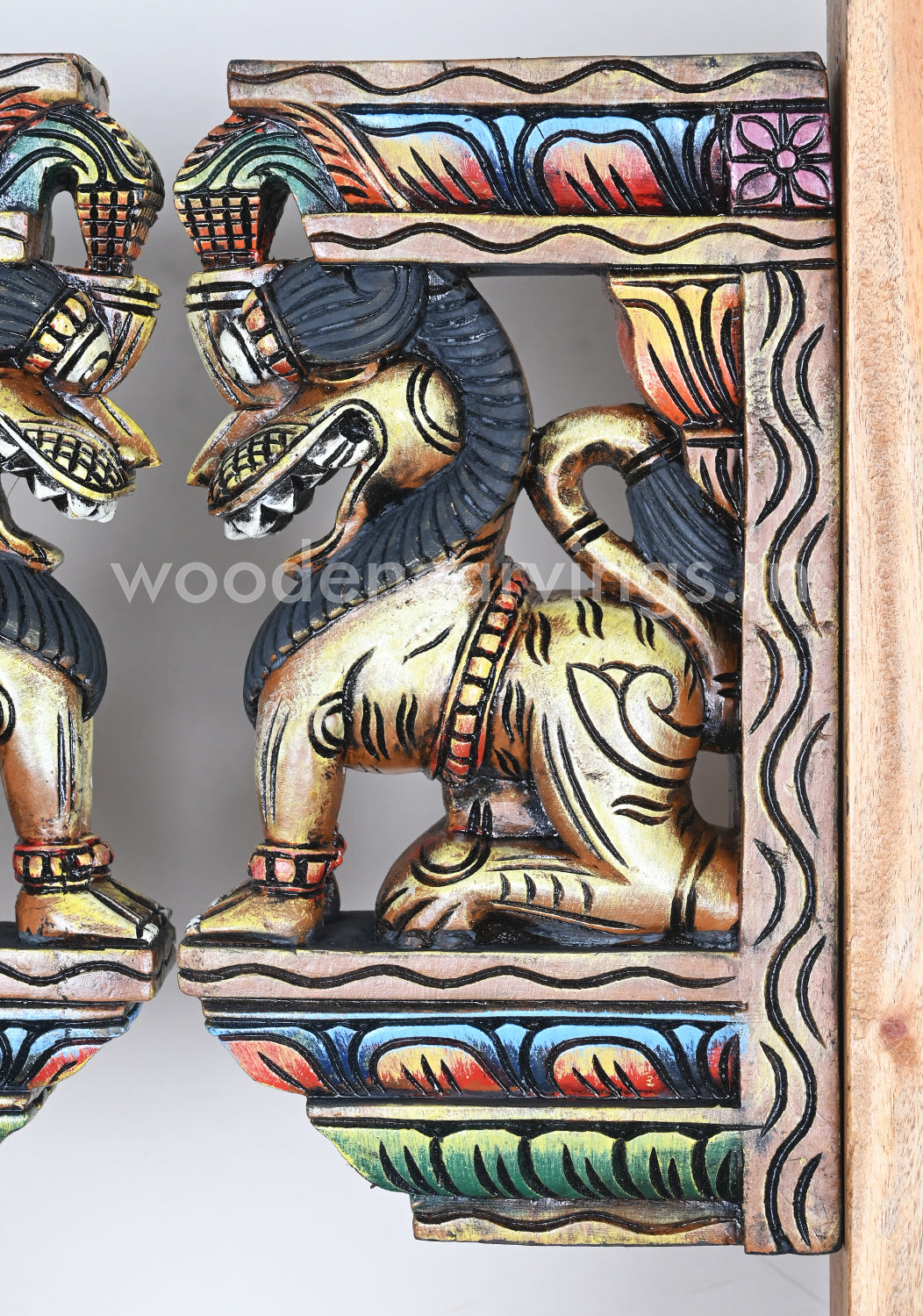 Light Yellow Yaazhi Standing on base Paired Wooden Wall Brackets 12.5"