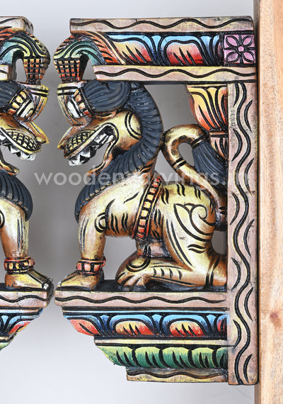 Light Yellow Yaazhi Standing on base Paired Wooden Wall Brackets 12.5"