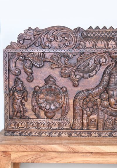 Mind Blowing Art Work of Wealthy Lord Balaji Wooden Decorative Hooks Fixed Wall Panel 48"