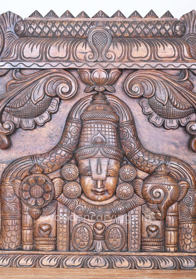 Mind Blowing Art Work of Wealthy Lord Balaji Wooden Decorative Hooks Fixed Wall Panel 48"