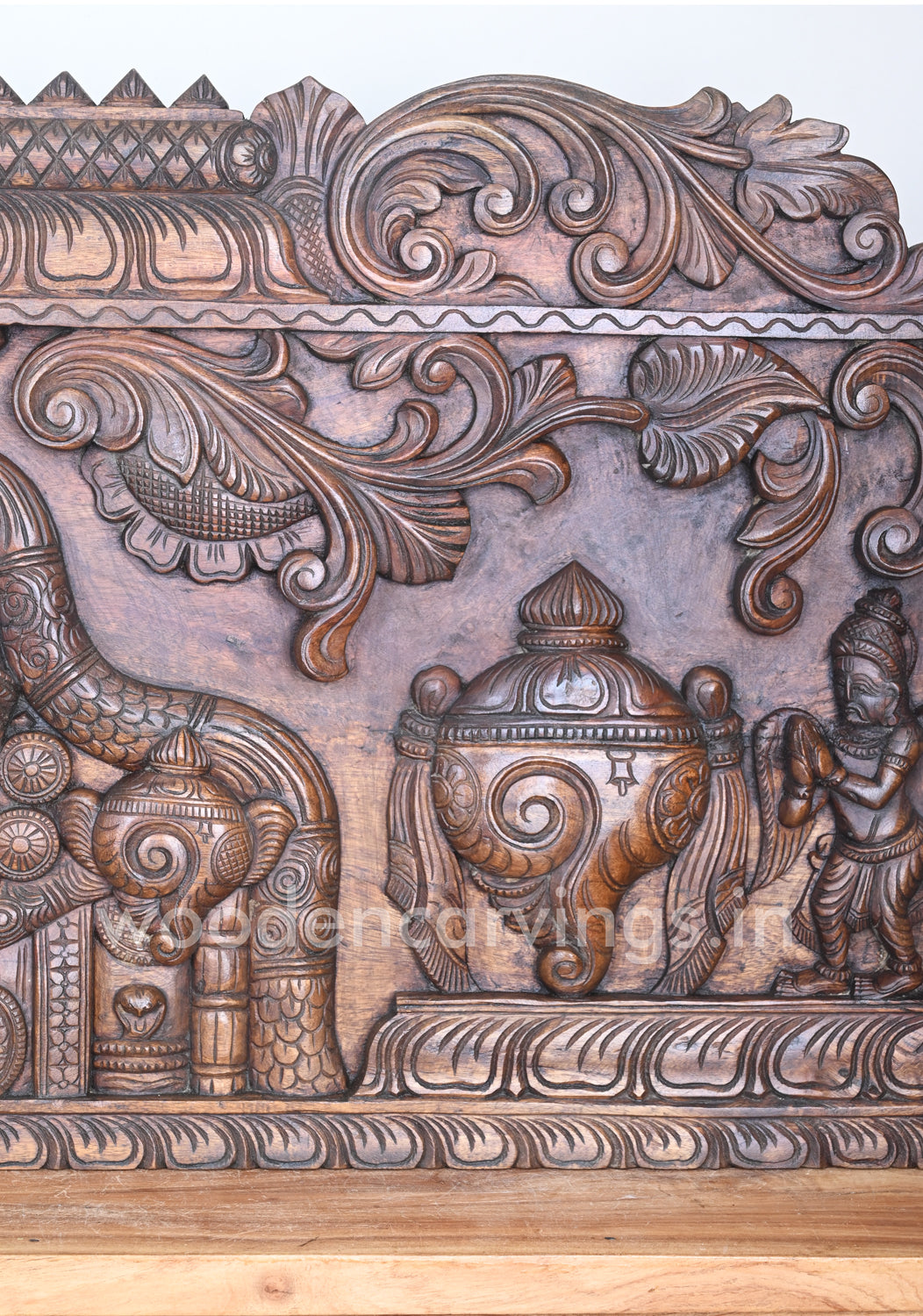 Mind Blowing Art Work of Wealthy Lord Balaji Wooden Decorative Hooks Fixed Wall Panel 48"